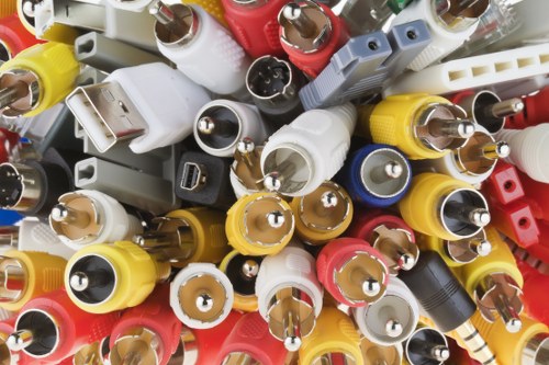 Workers using mechanical aids to lift office furniture safely